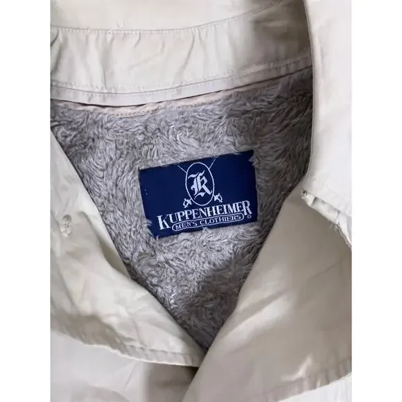 Vintage Kuppenheimer Fur Lined Trench Chore Coat Beige Men’s 44/Large Tall - Picture 2 of 9